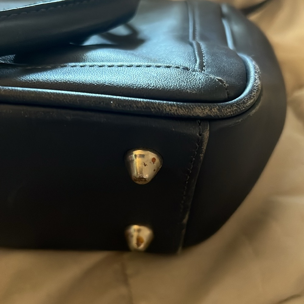 Coach Navy Mini Leather Satchel Cross Body Tassel - Picture 2 of 5